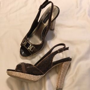 WHBM brown sling back heels